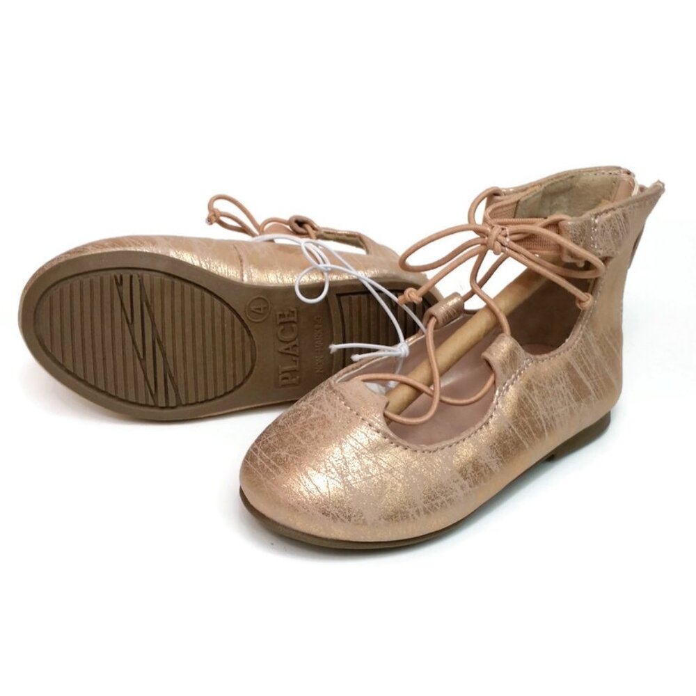 Childrens Place Girls Sandals Shoes Size 4 Toddler Rose Gold Sparkle Zip Back